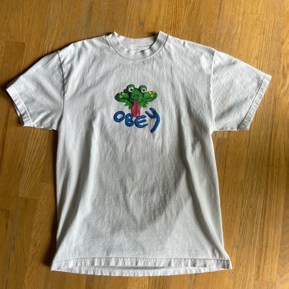 Obey Clothing Men's T-Shirt Clay Frog Graphic White Size Medium Shepard Fairey